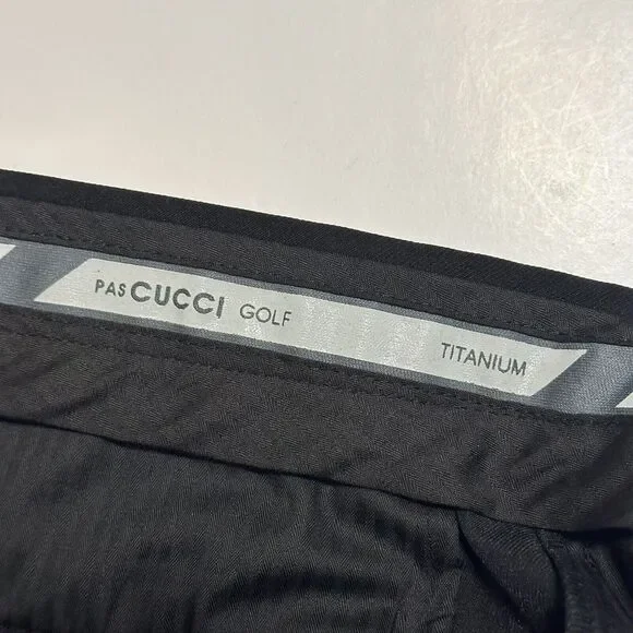 Pascucci Golf Pants Men’s Size 34 (86cm) Black Pleated Titanium Nylon Polyester